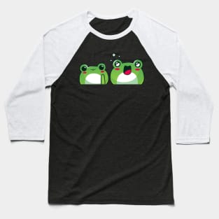 Green Red Playful Cute Frog Illustration Baseball T-Shirt